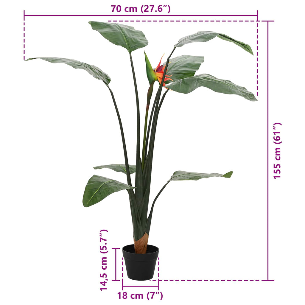 Planta artificial de Strelitzia Verde 70 x 18 x 155 cm