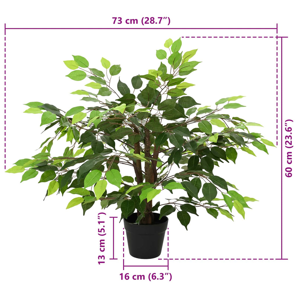 Planta Ficus Artificial Verde 73 x 16 x 60 cm Tela y madera