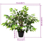 Planta Ficus Artificial Verde 73 x 16 x 60 cm Tela y madera