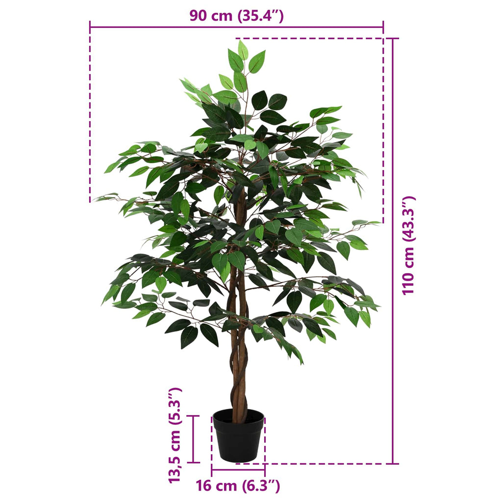 Planta Ficus Artificial Verde 90 x 16 x 110 cm Tela y madera