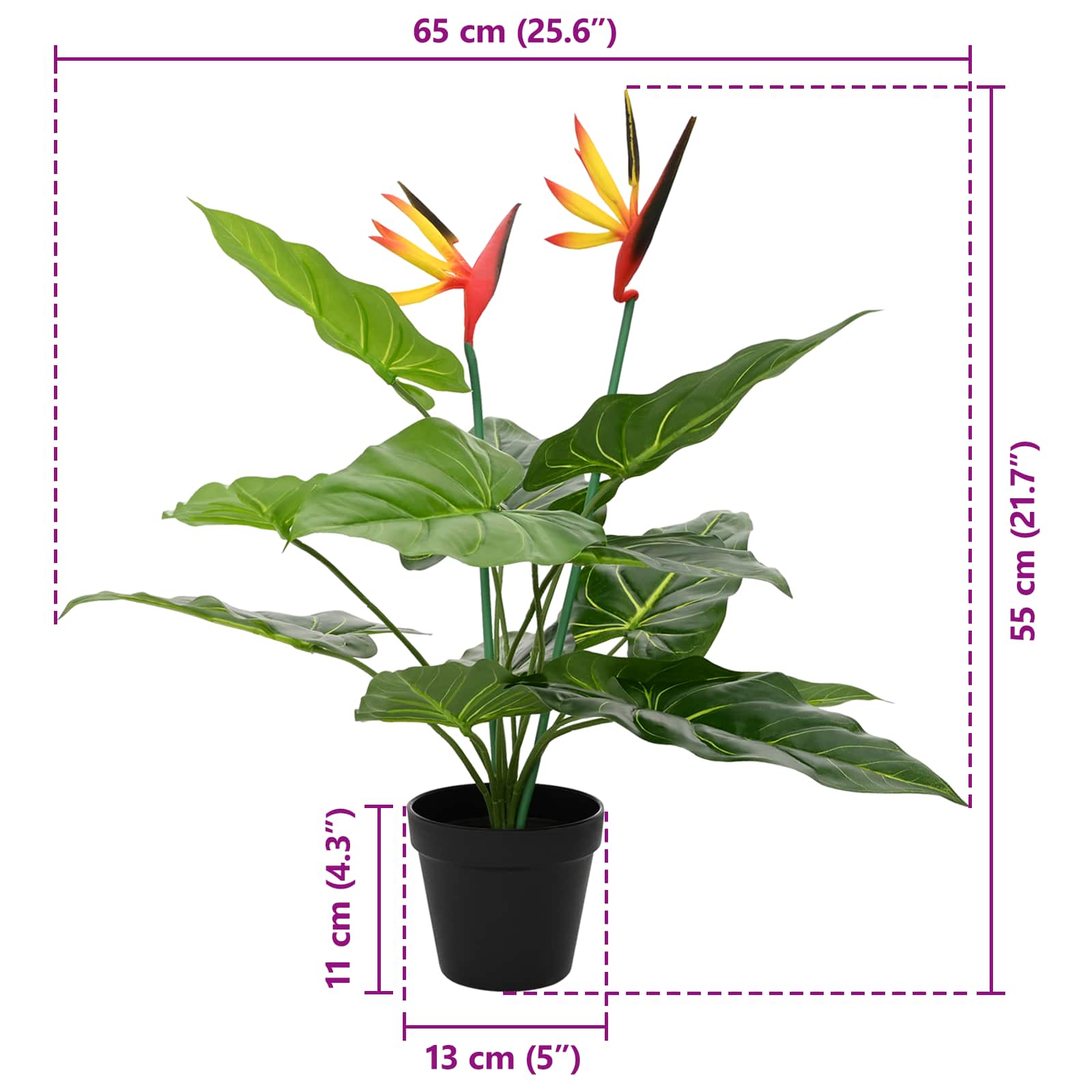 Planta artificial de Strelitzia Verde 65 x 13 x 55 cm