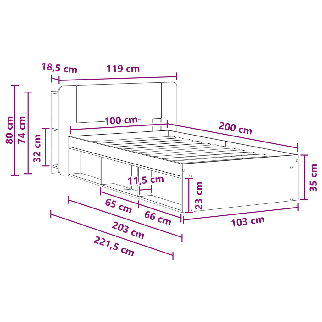 Estructura de cama con almacenamiento Blanco 100 x 200 cm