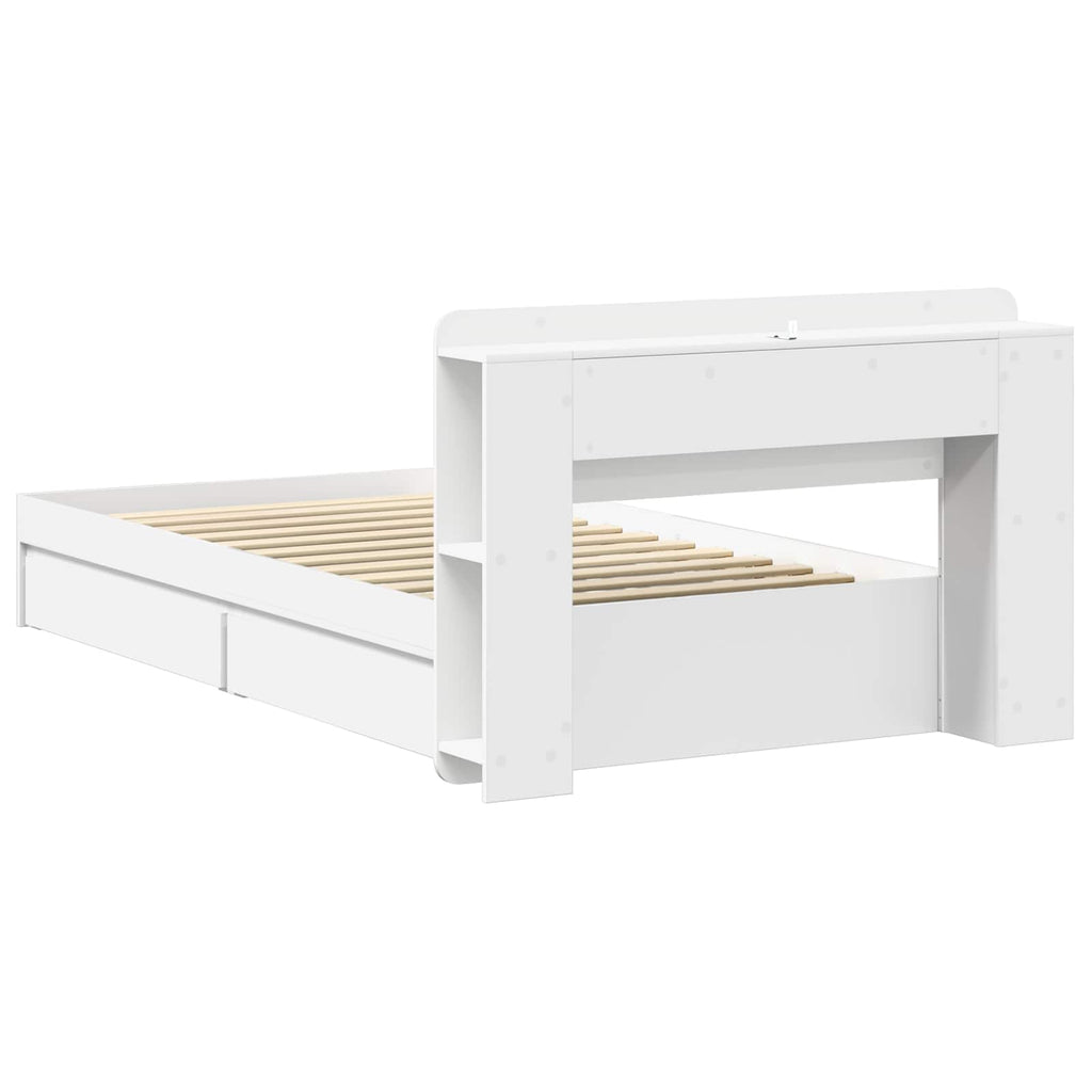 Estructura de cama con almacenamiento Blanco 75 x 190 cm