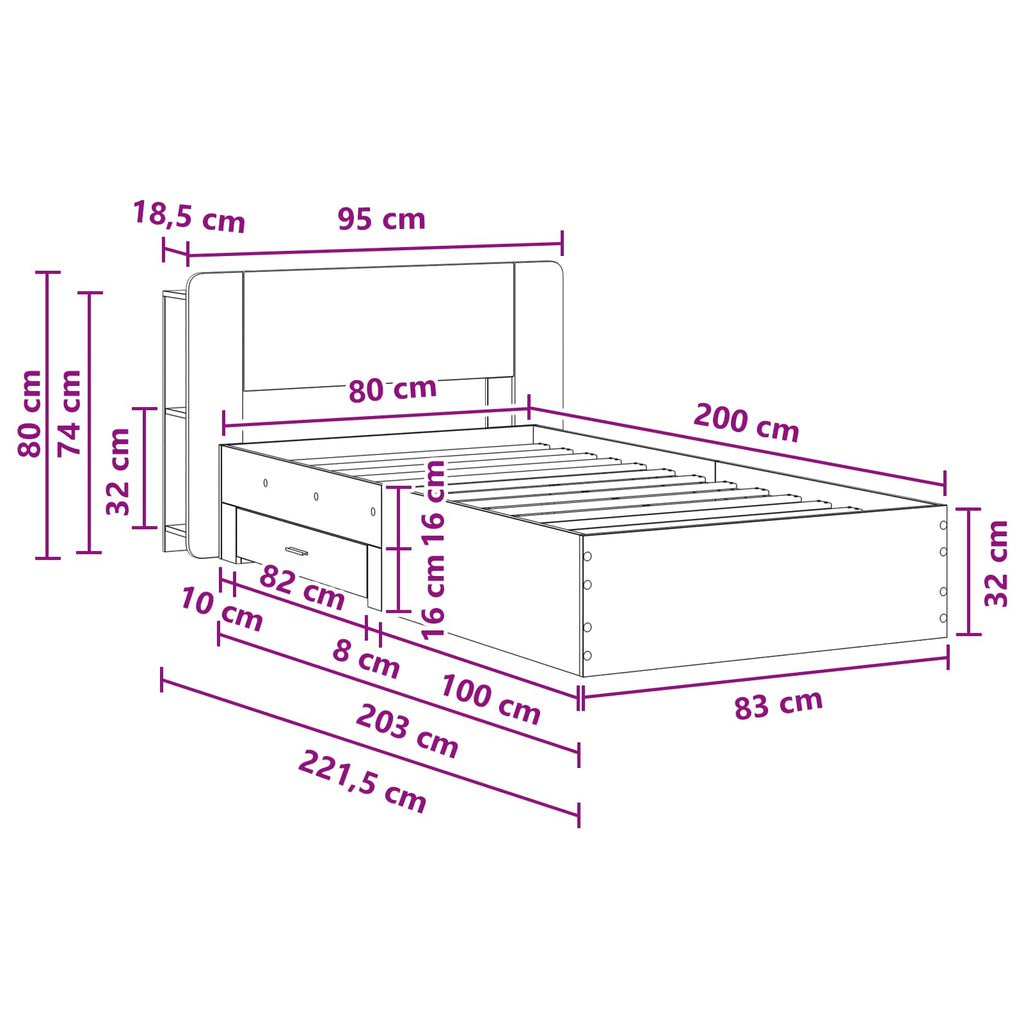Estructura de cama con almacenamiento Blanco 80 x 200 cm