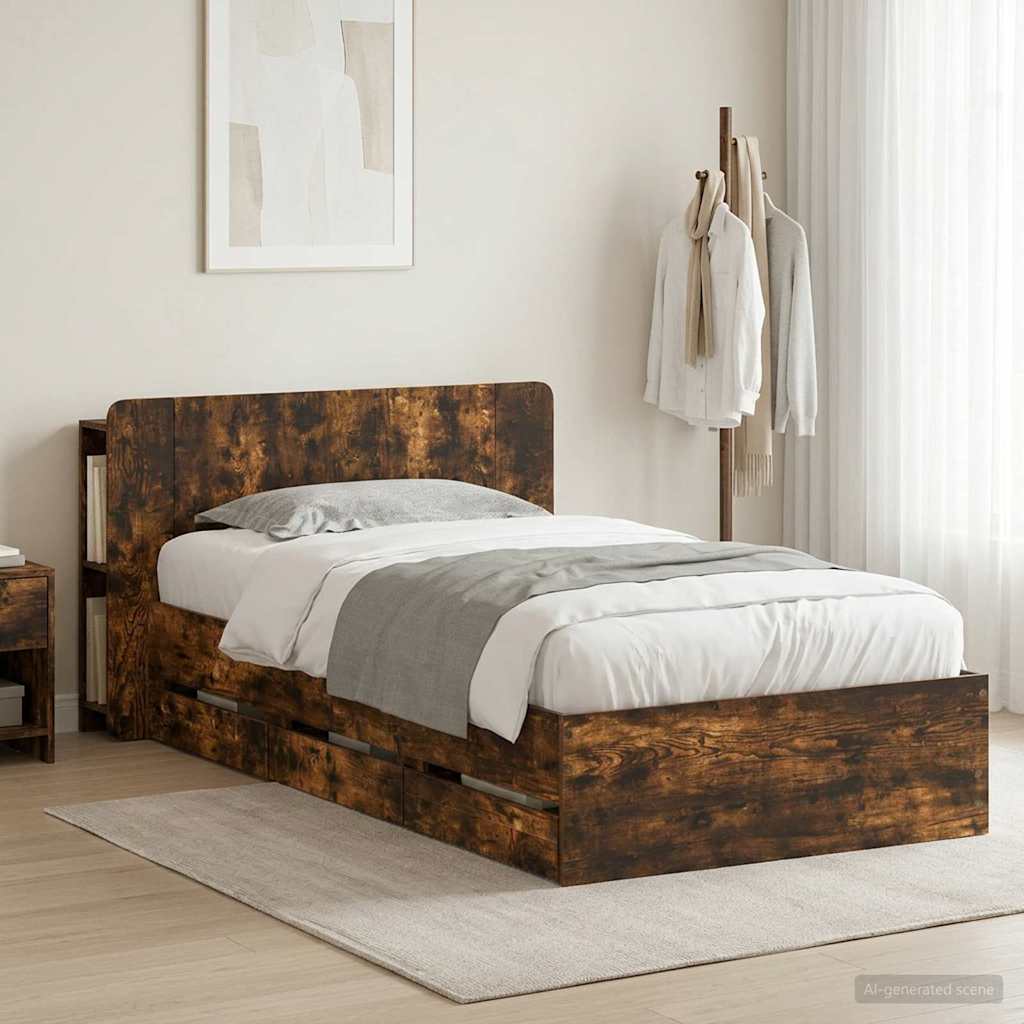 Estrutura de cama com arrumação Branco 100 x 200 cm