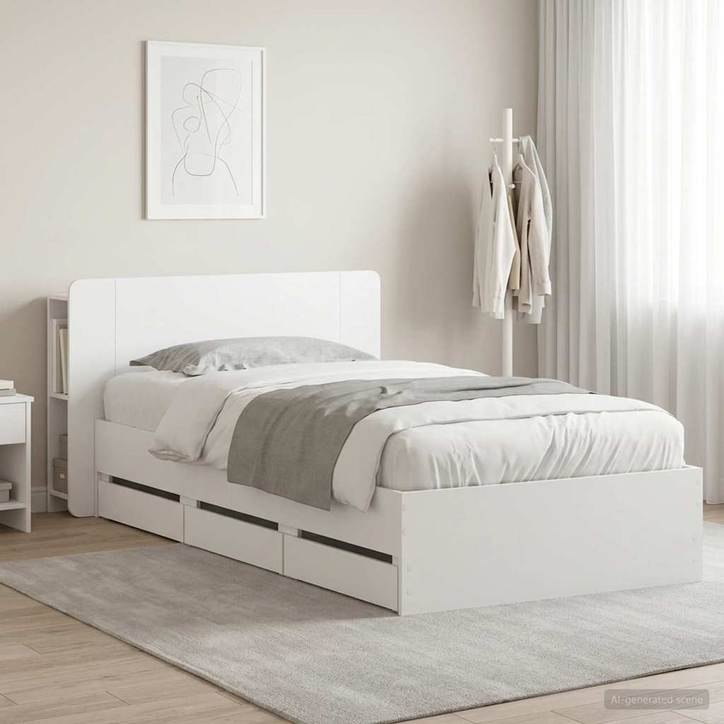 Estrutura de cama com arrumação Branco 100 x 200 cm