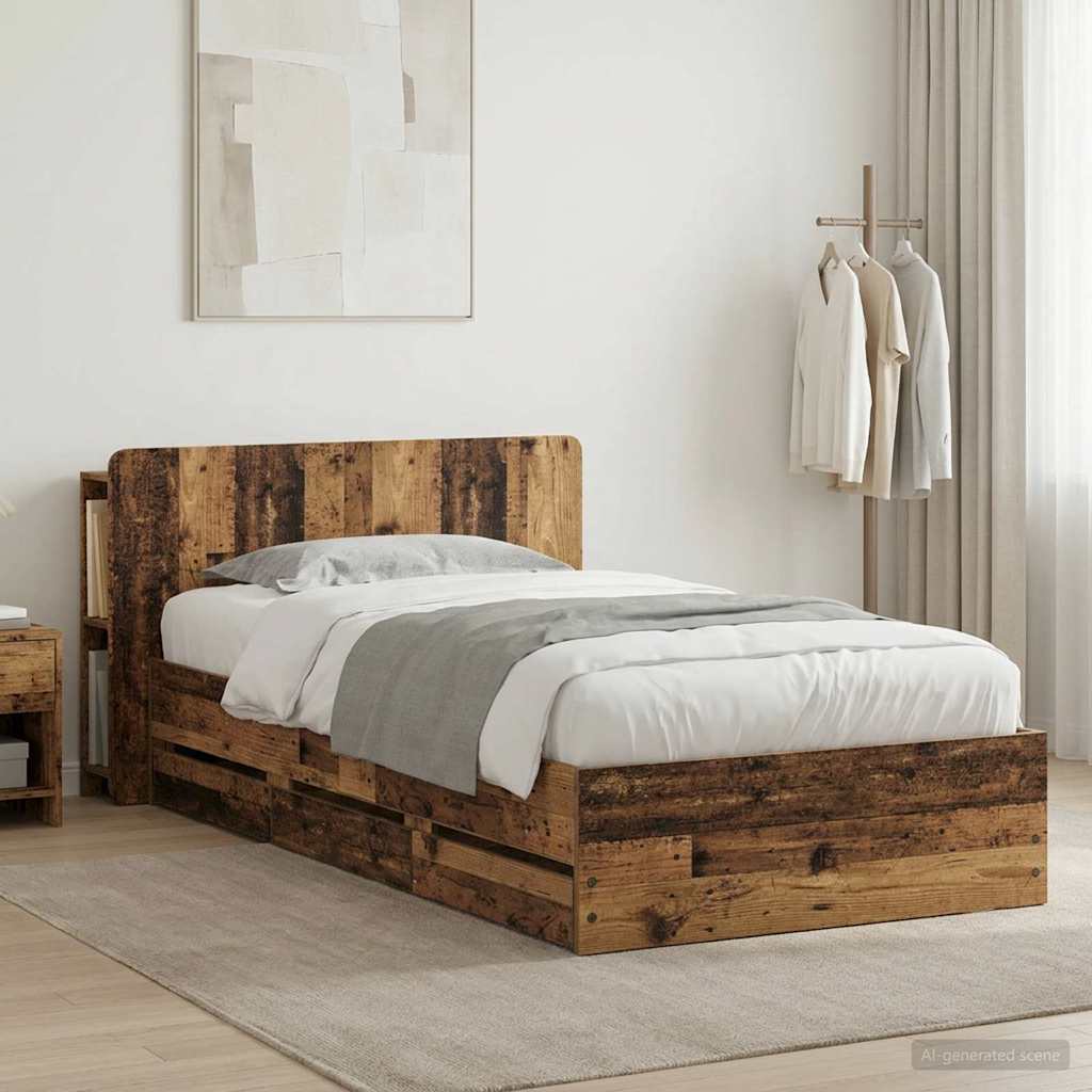 Estrutura de cama com arrumação Branco 100 x 200 cm