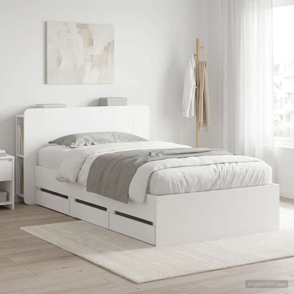 Estrutura de cama com arrumação Branco 100 x 200 cm