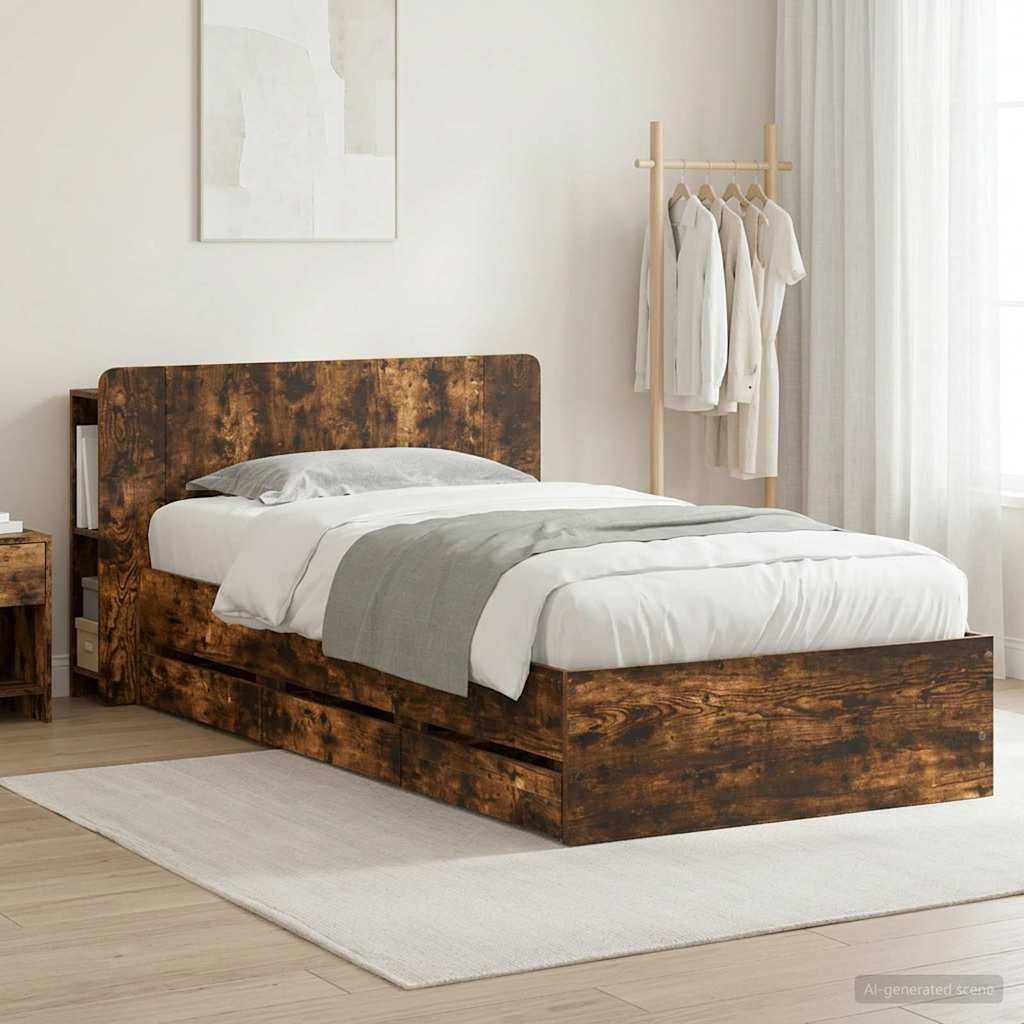 Estrutura de cama com arrumação Branco 100 x 200 cm