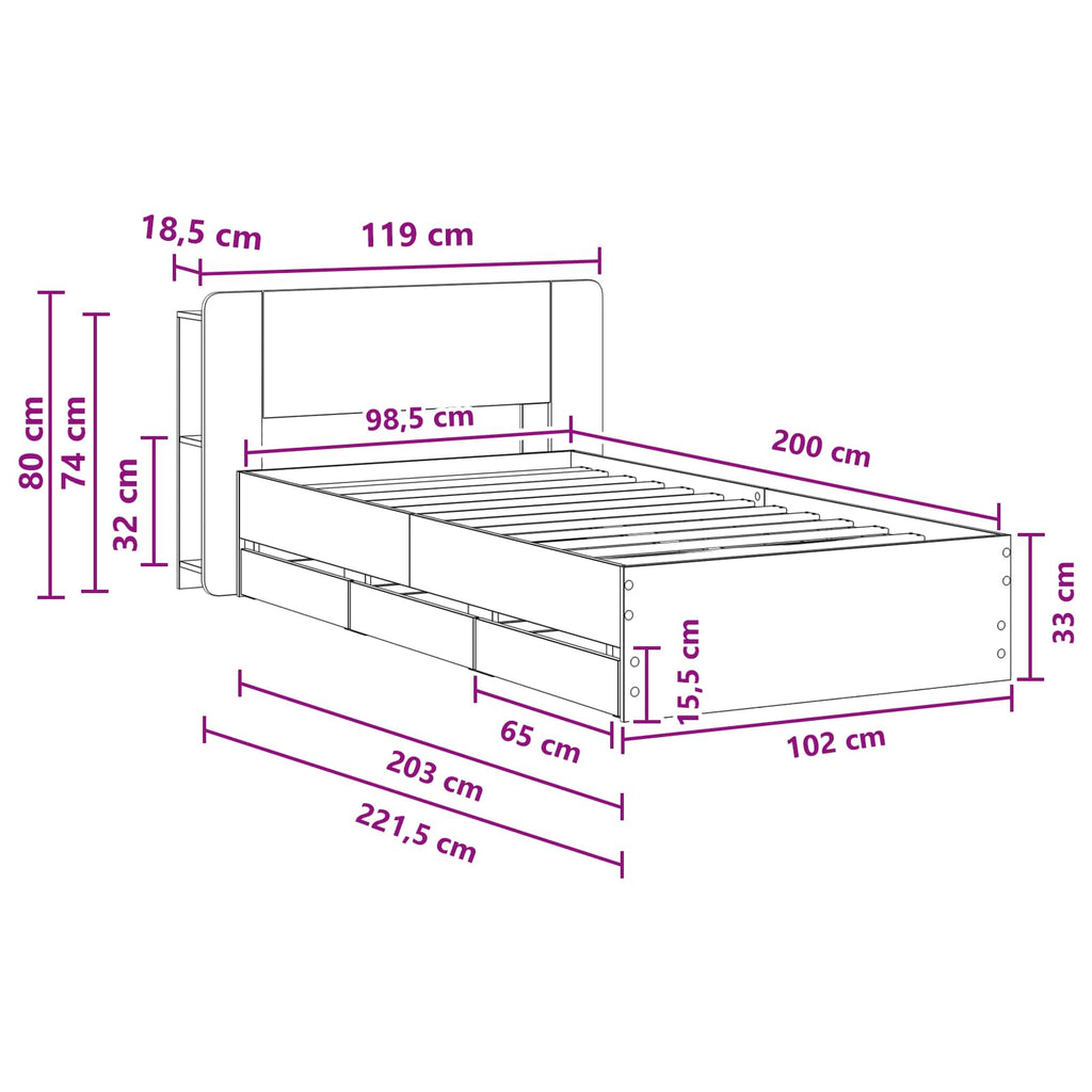 Estructura de cama con almacenamiento Blanco 100 x 200 cm