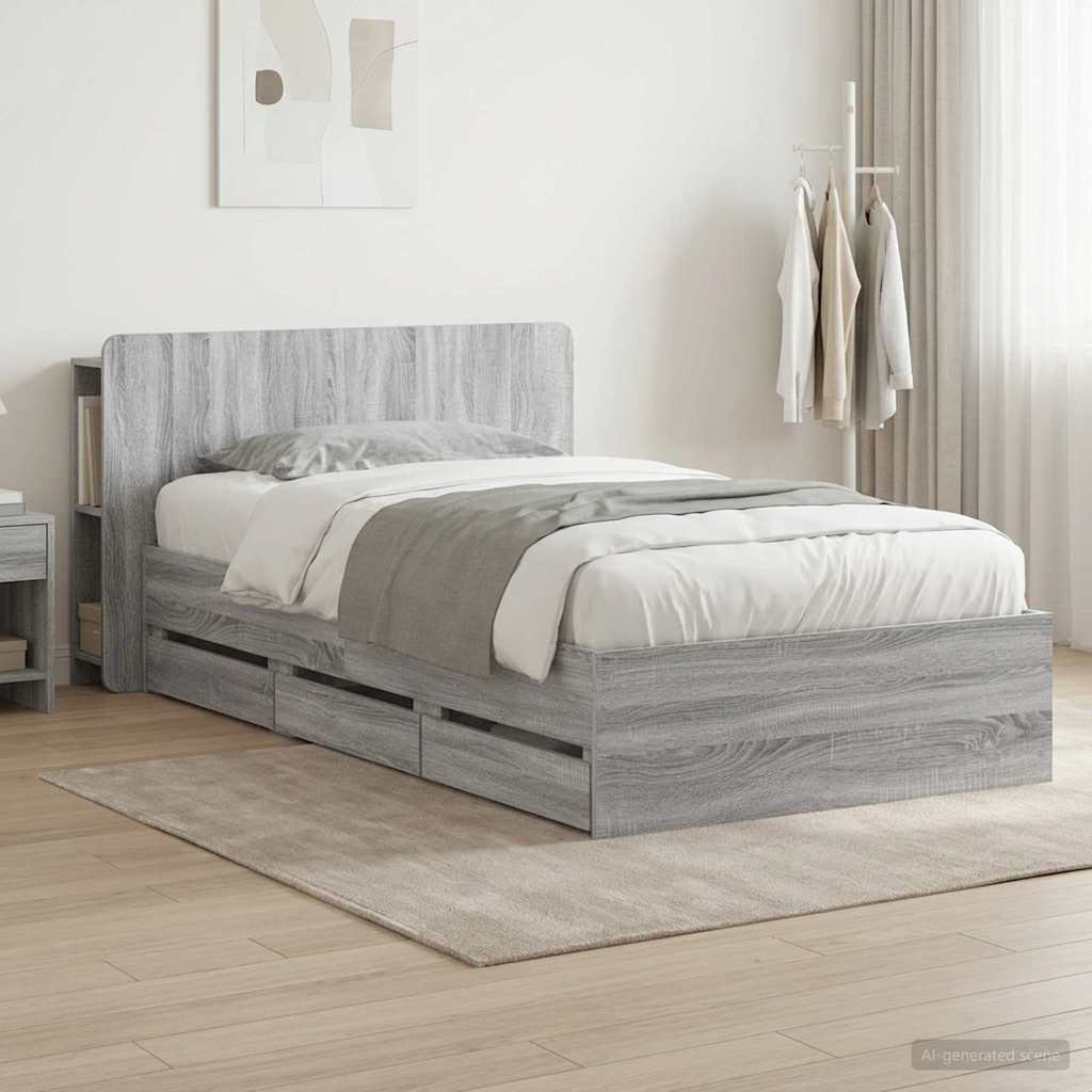 Estrutura de cama com arrumação Branco 100 x 200 cm