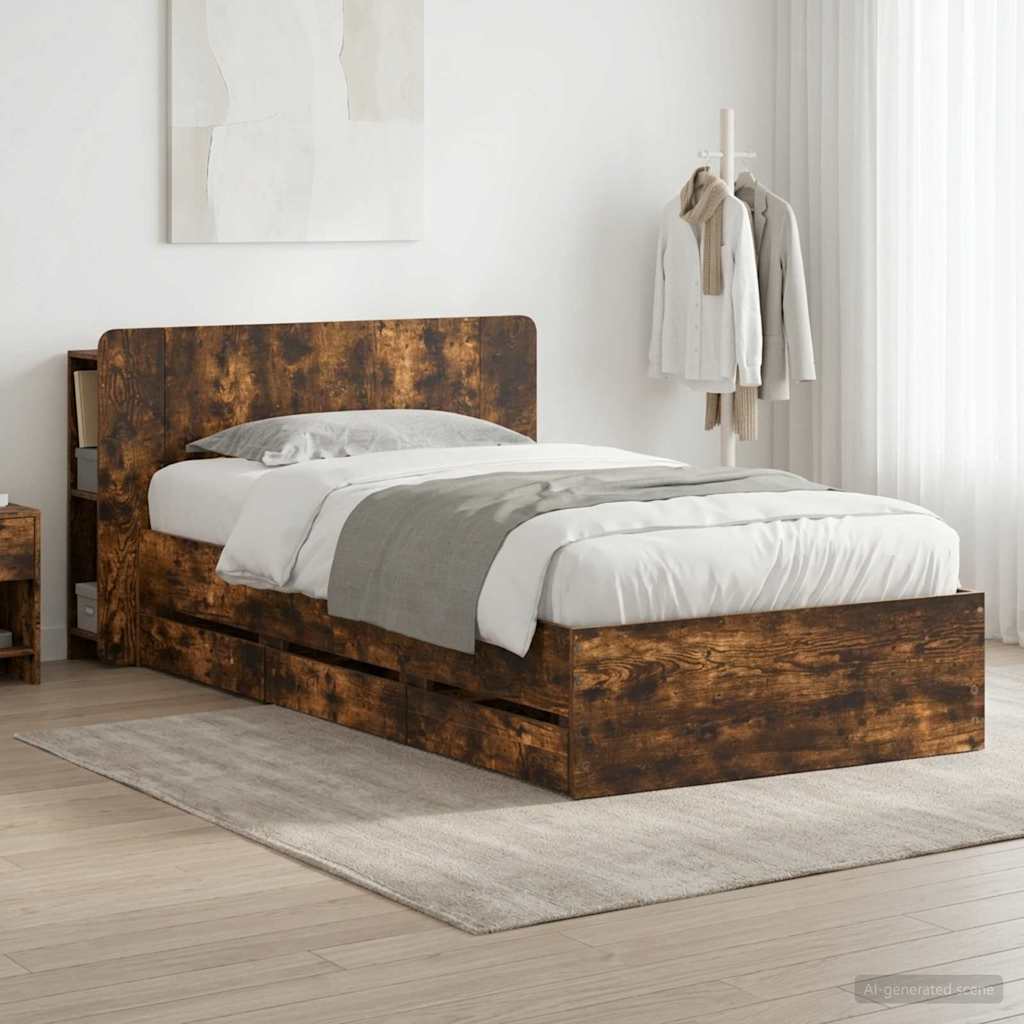 Estrutura de cama com arrumação Branco 100 x 200 cm