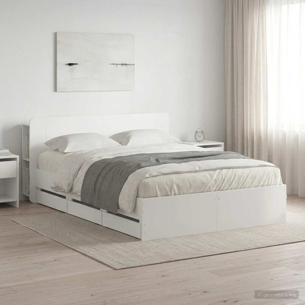Estrutura de cama com arrumação Branco 100 x 200 cm
