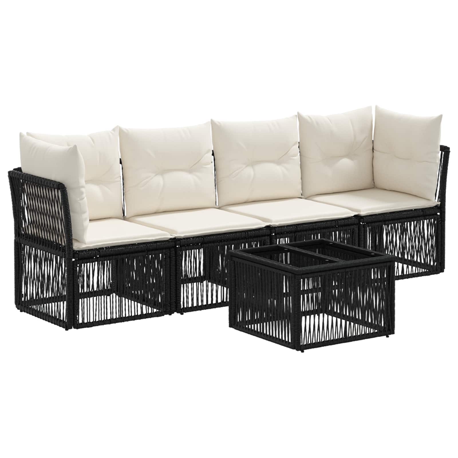 Conjunto de sofás de jardín 5 pcs Beige ratán sintético