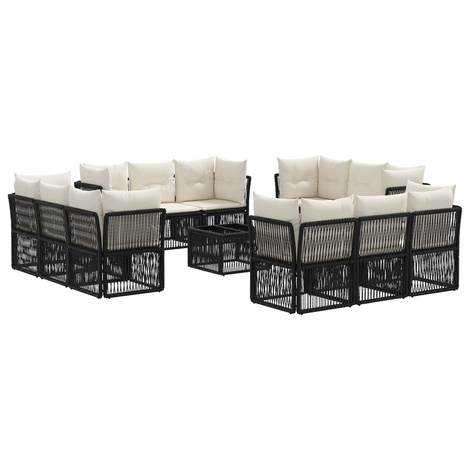 Garden Sofa Set 13 pcs Beige Synthetic Rattan