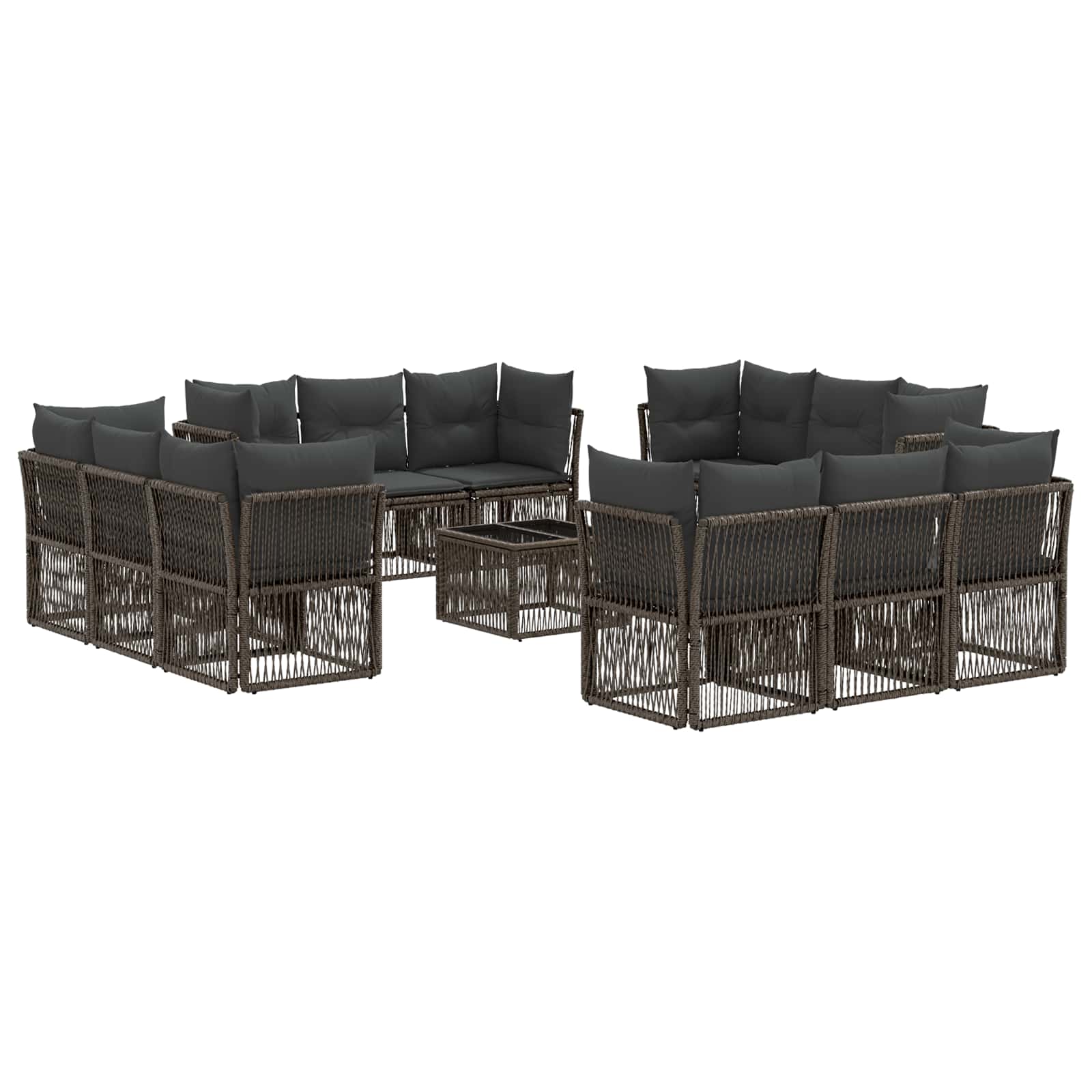 Garden Sofa Set 13 pcs Beige Synthetic Rattan