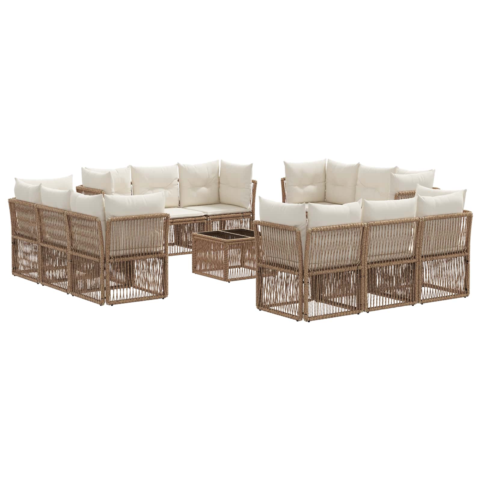 Garden Sofa Set 13 pcs Beige Synthetic Rattan