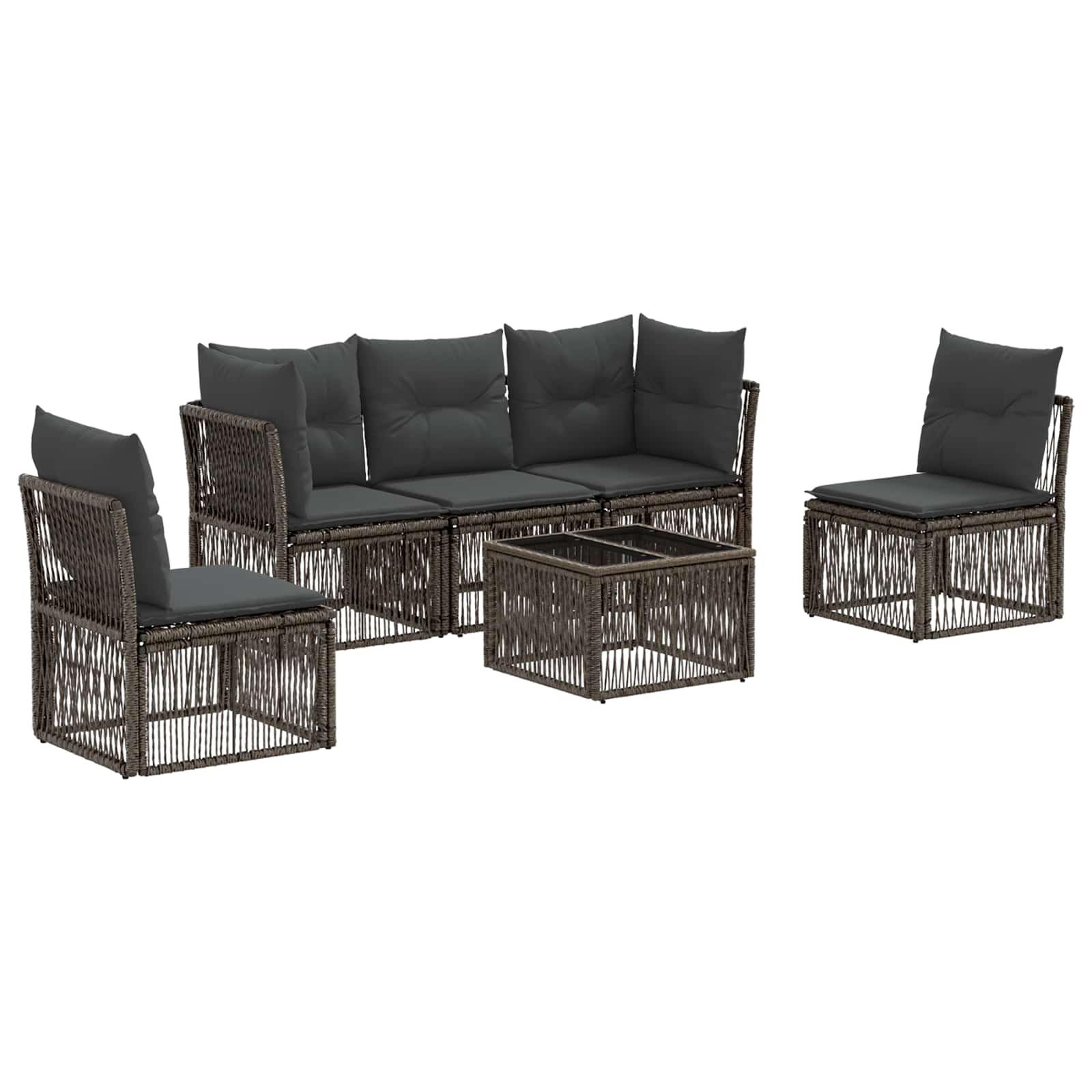 Conjunto de sofás de jardín 6 pcs Beige ratán sintético