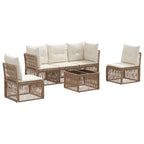 Conjunto de sofás de jardín 6 pcs Beige ratán sintético