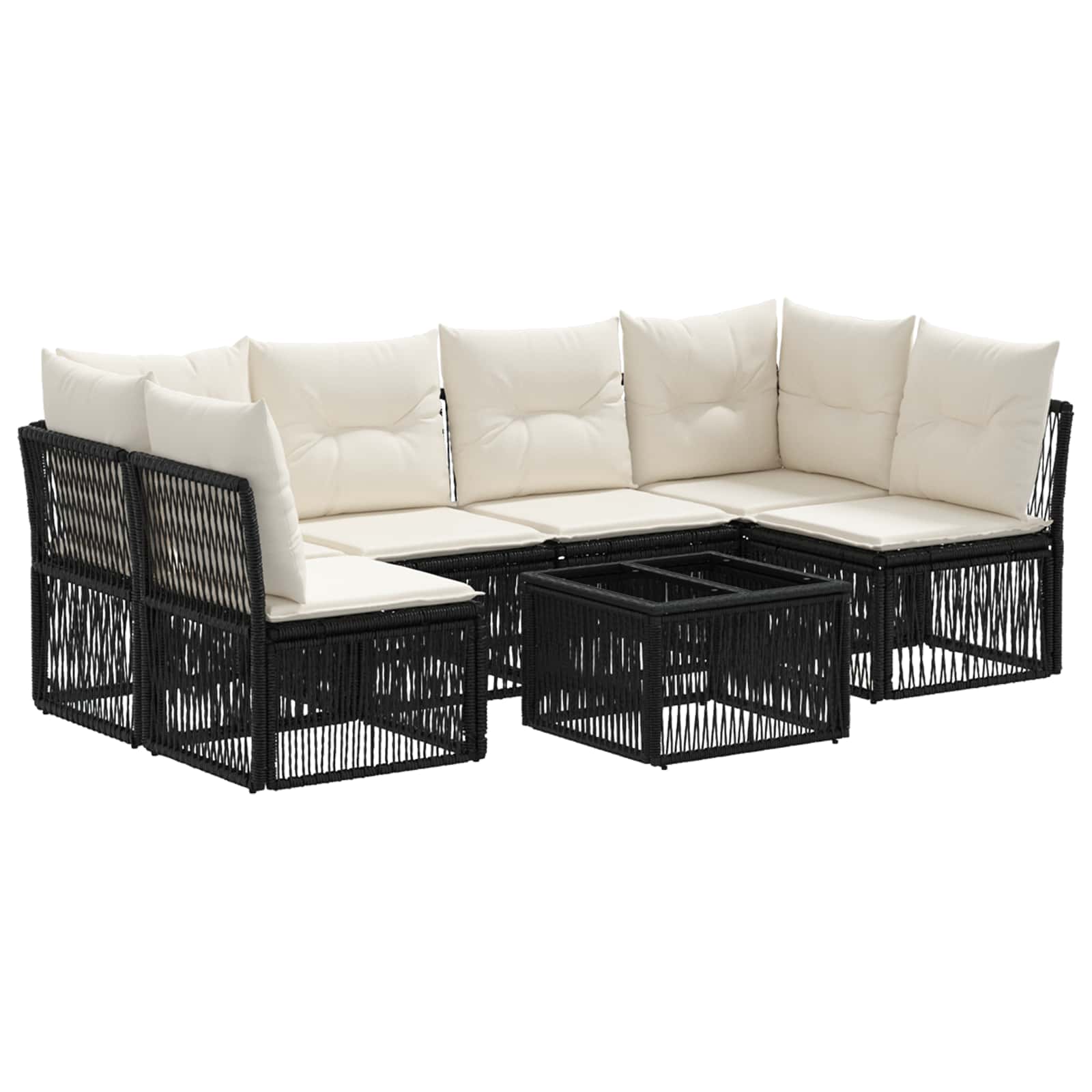Conjunto de sofás de jardín 7 pcs Beige ratán sintético