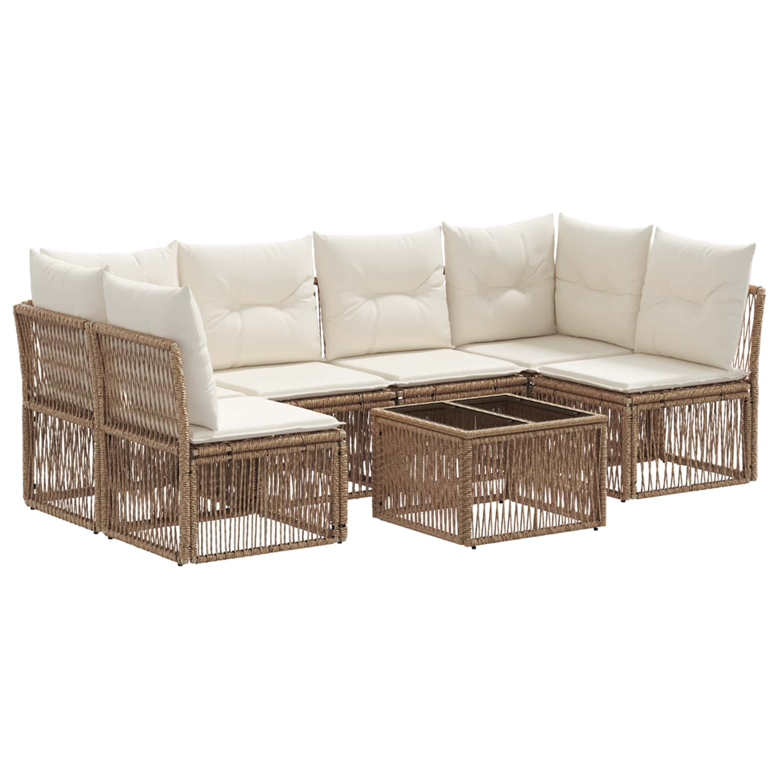 Conjunto de sofás de jardín 7 pcs Beige ratán sintético