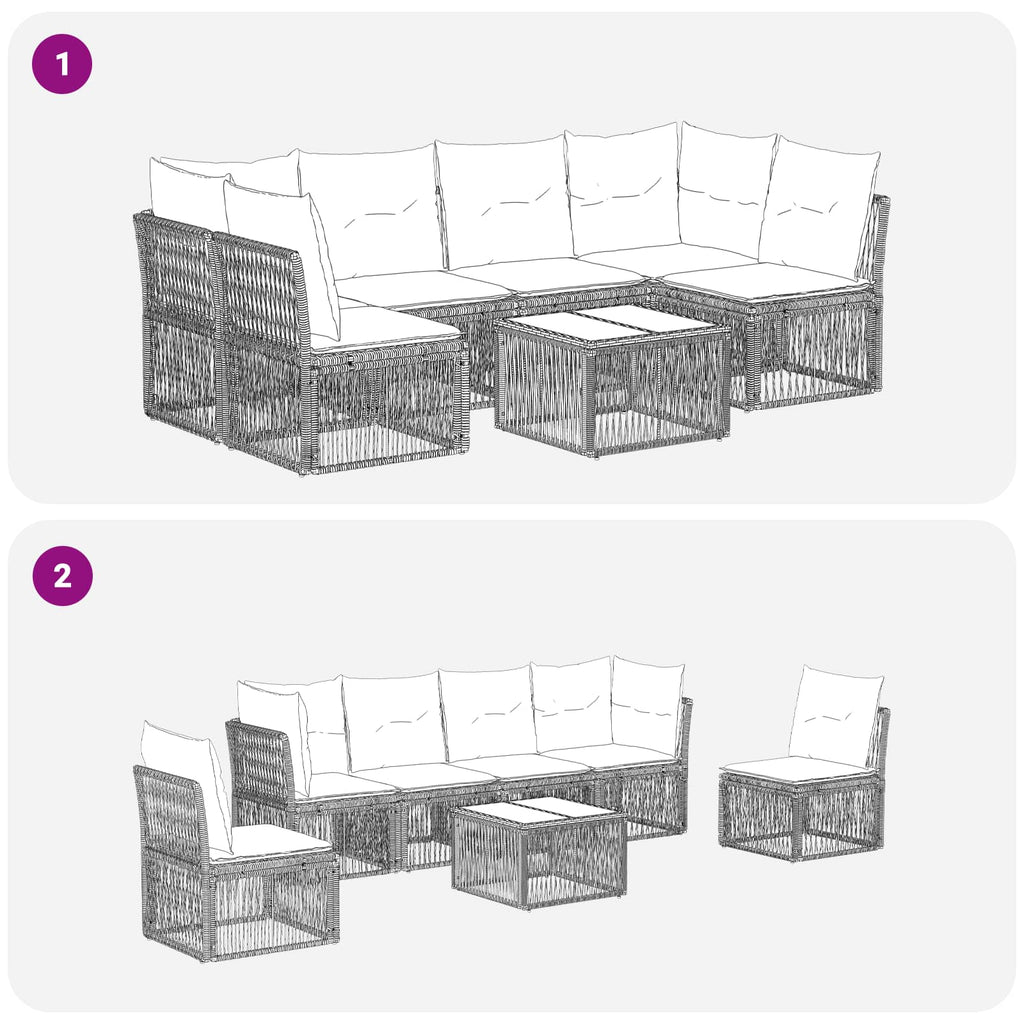 Conjunto de sofás de jardín 7 pcs Beige ratán sintético