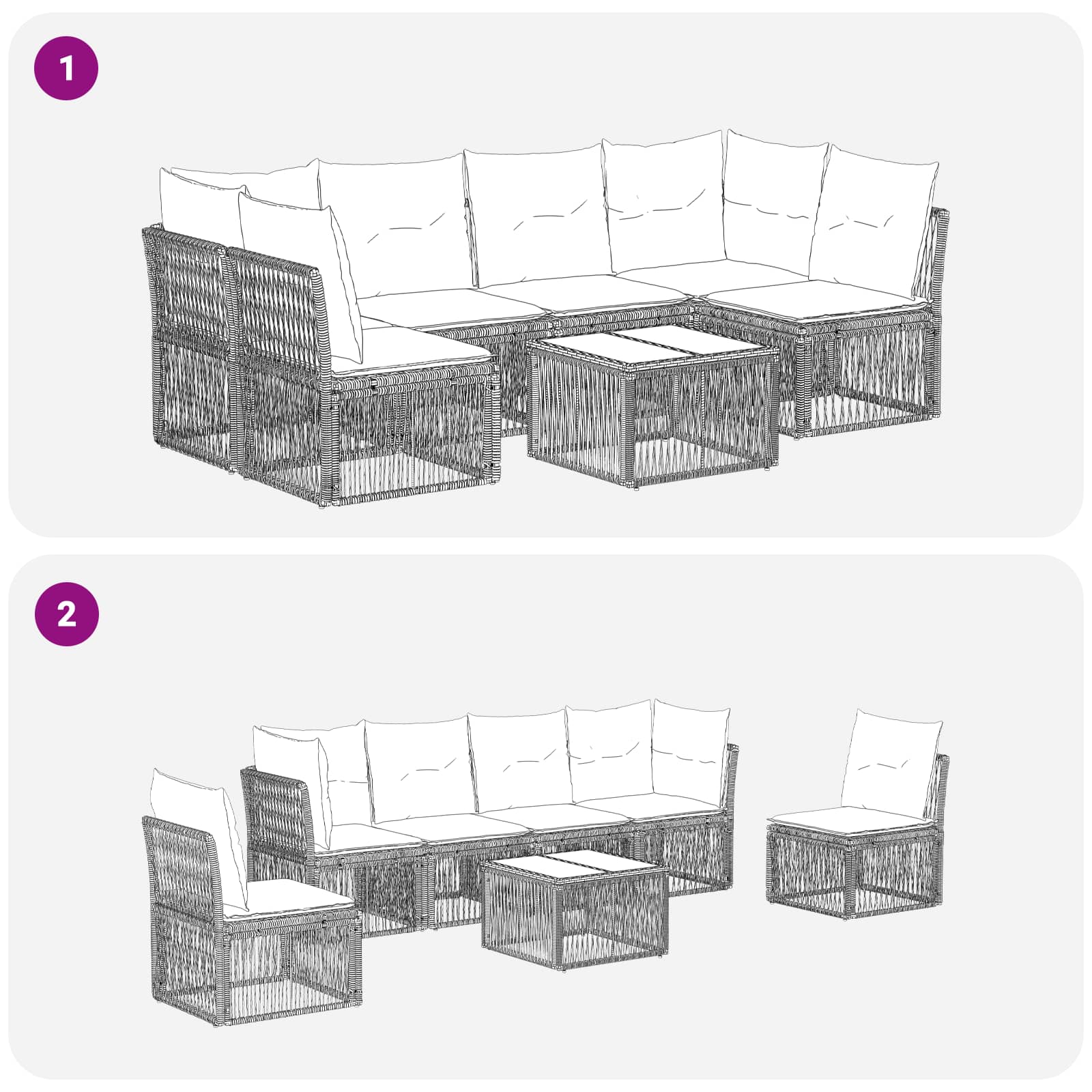 Conjunto de sofás de jardín 7 pcs Beige ratán sintético