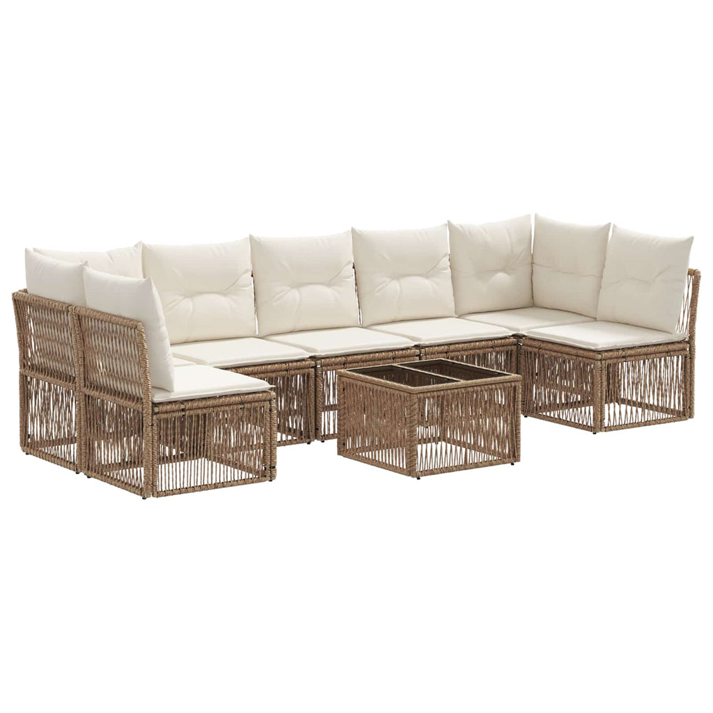 Conjunto de sofás de jardín 8 pcs Beige ratán sintético