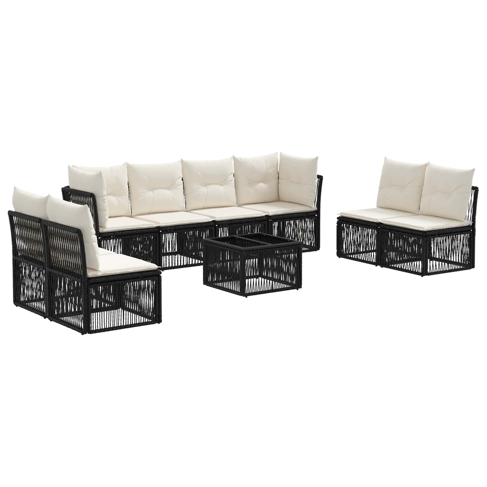 Conjunto de sofás de jardín 9 pcs Beige ratán sintético