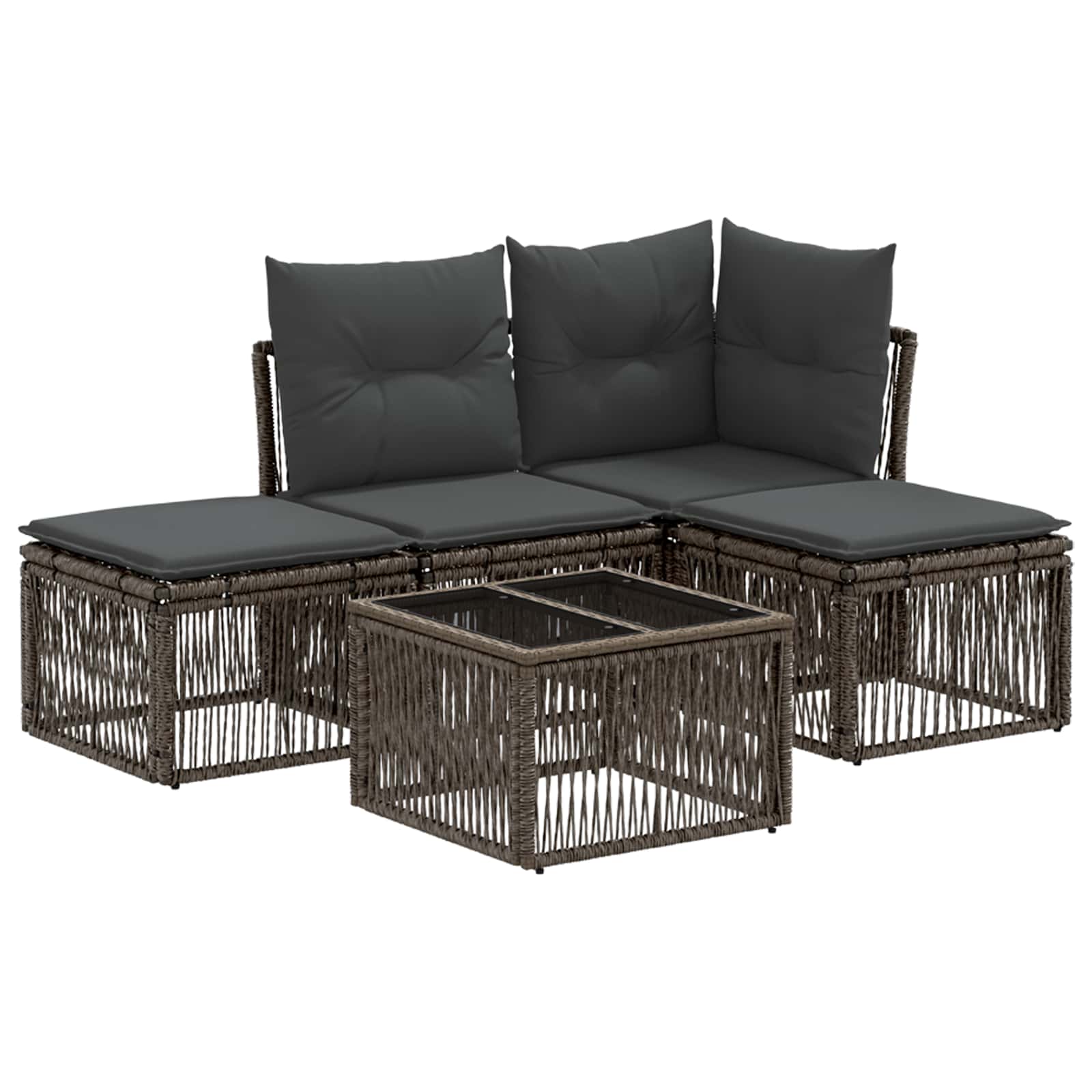 Conjunto de sofá de jardín 7 pcs Marrón ratán sintético