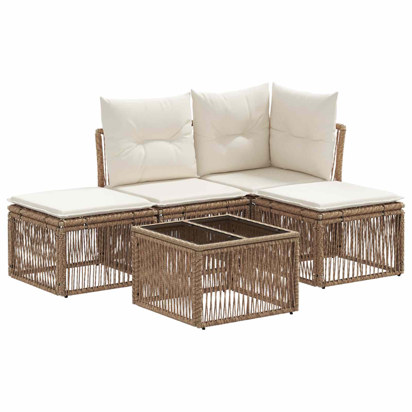 Conjunto de sofá de jardín 7 pcs Marrón ratán sintético