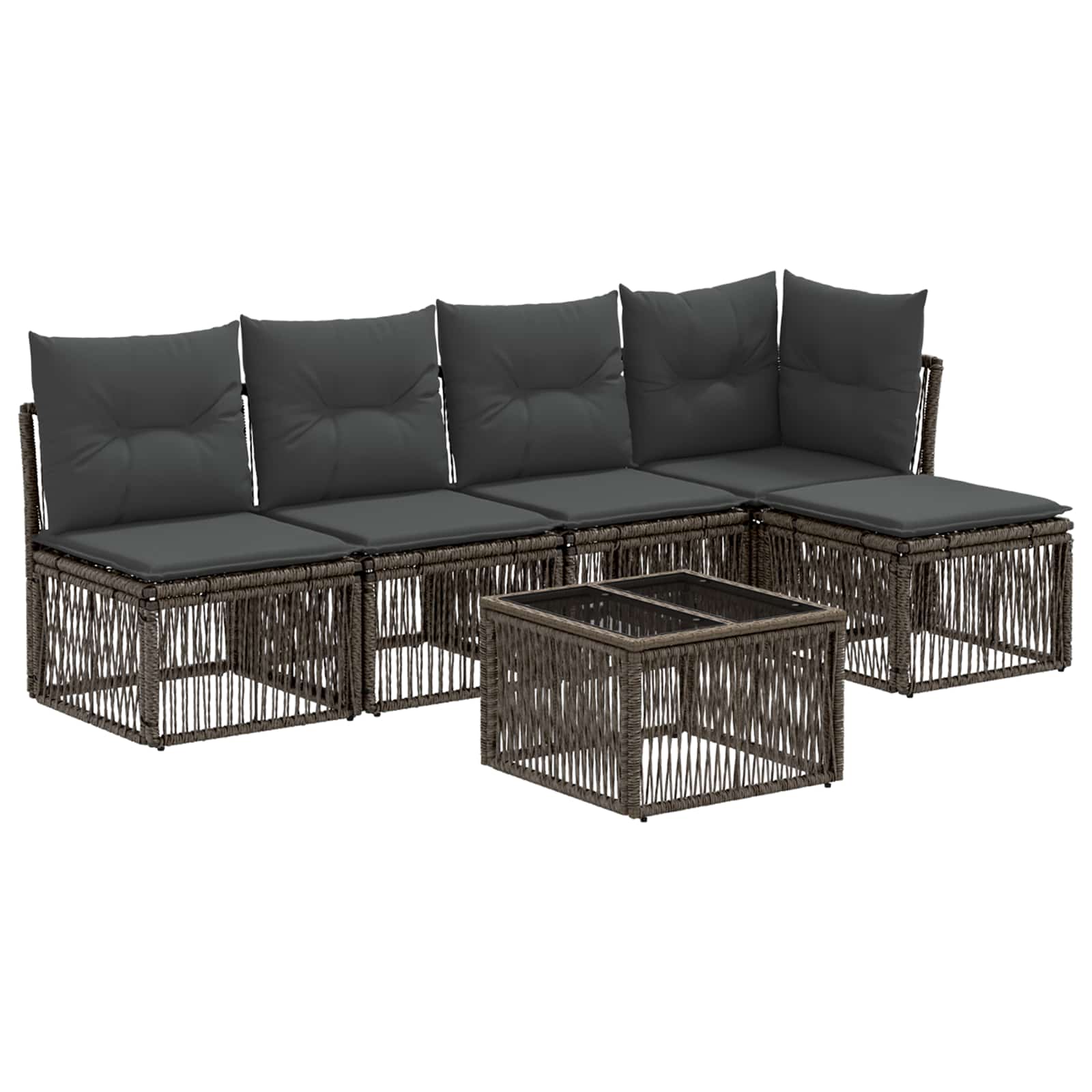 Conjunto de sofás de jardim 6 pcs Bege vime sintético