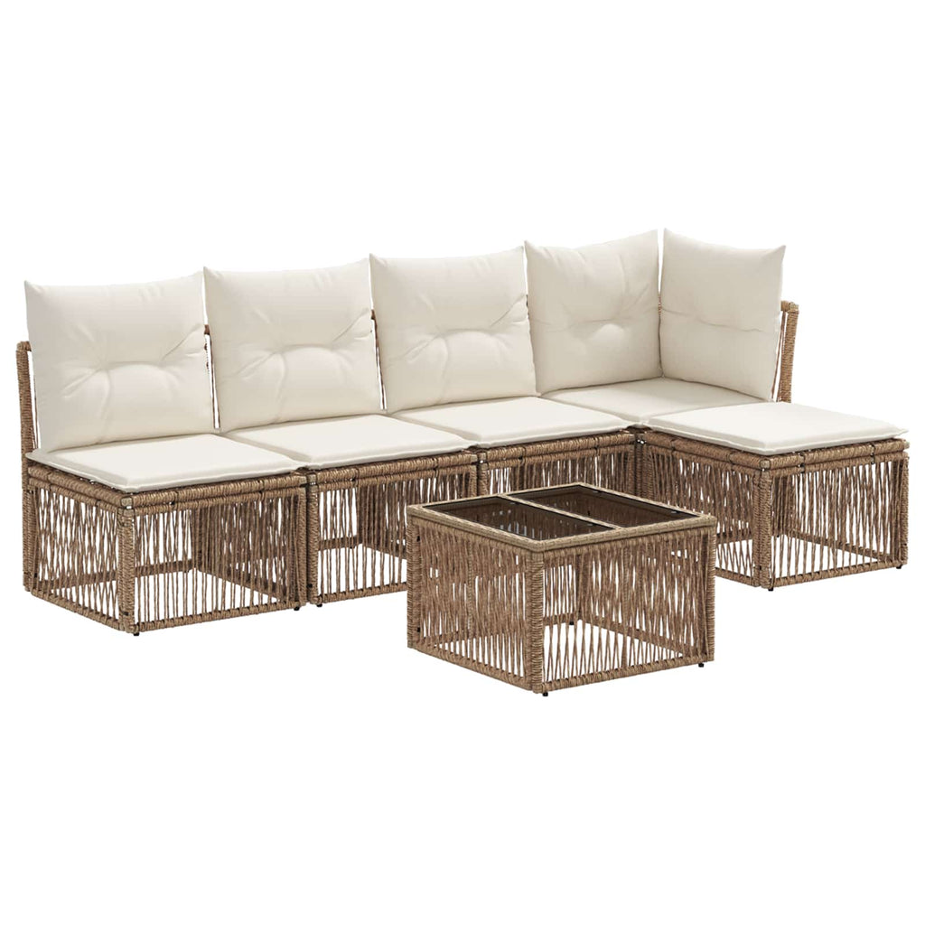 Conjunto de sofás de jardín 6 pcs Beige ratán sintético
