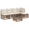 Conjunto de sofás de jardín 6 pcs Beige ratán sintético