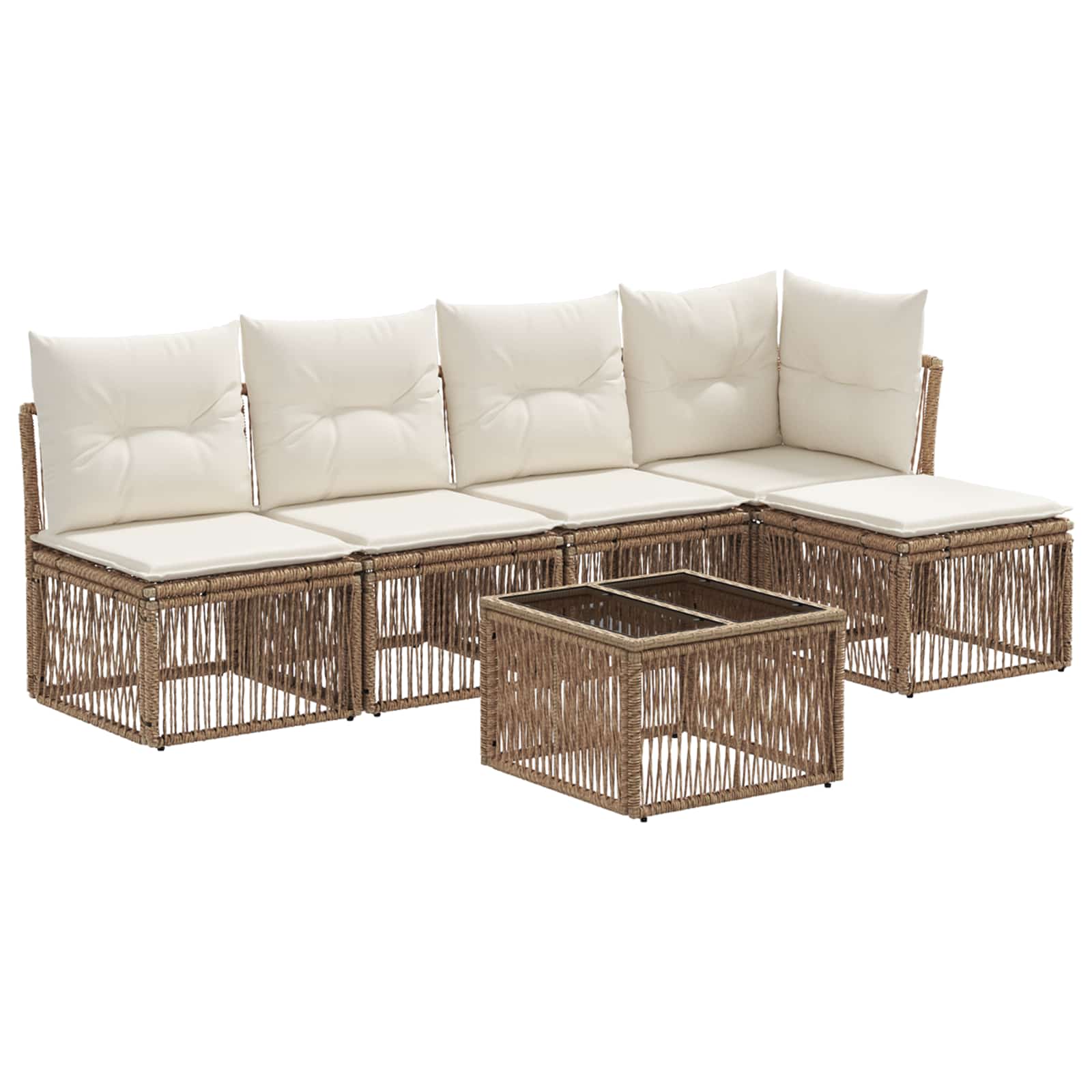 Conjunto de sofás de jardín 6 pcs Beige ratán sintético