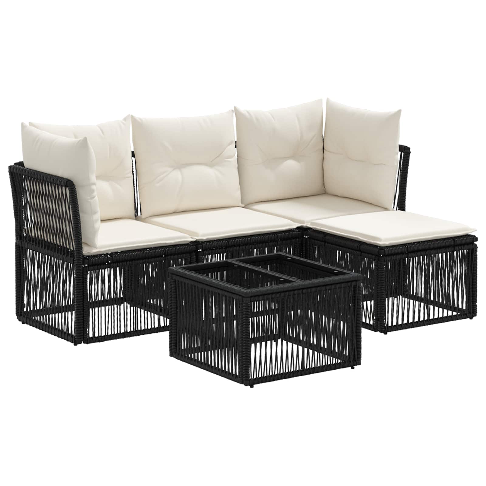 Conjunto de sofás de jardín 5 pcs Beige ratán sintético