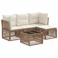 Conjunto de sofás de jardín 5 pcs Beige ratán sintético