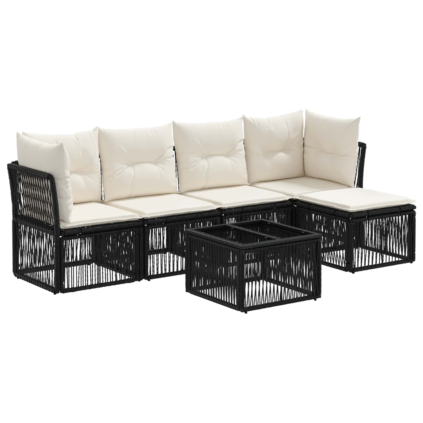 Conjunto de sofás de jardín 6 pcs Beige ratán sintético