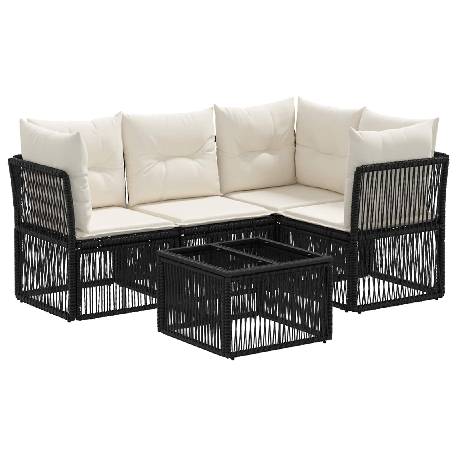 Conjunto de sofás de jardín 5 pcs Beige ratán sintético