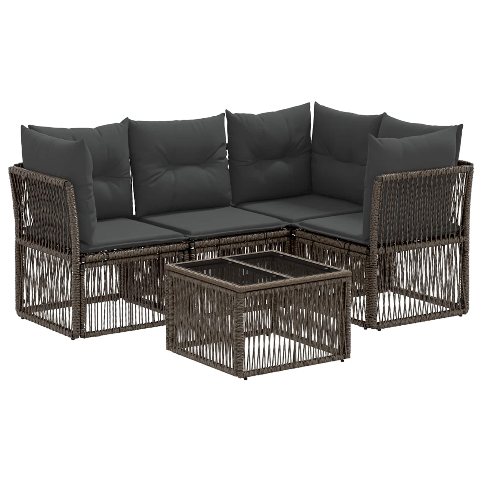 Conjunto de sofás de jardín 5 pcs Beige ratán sintético