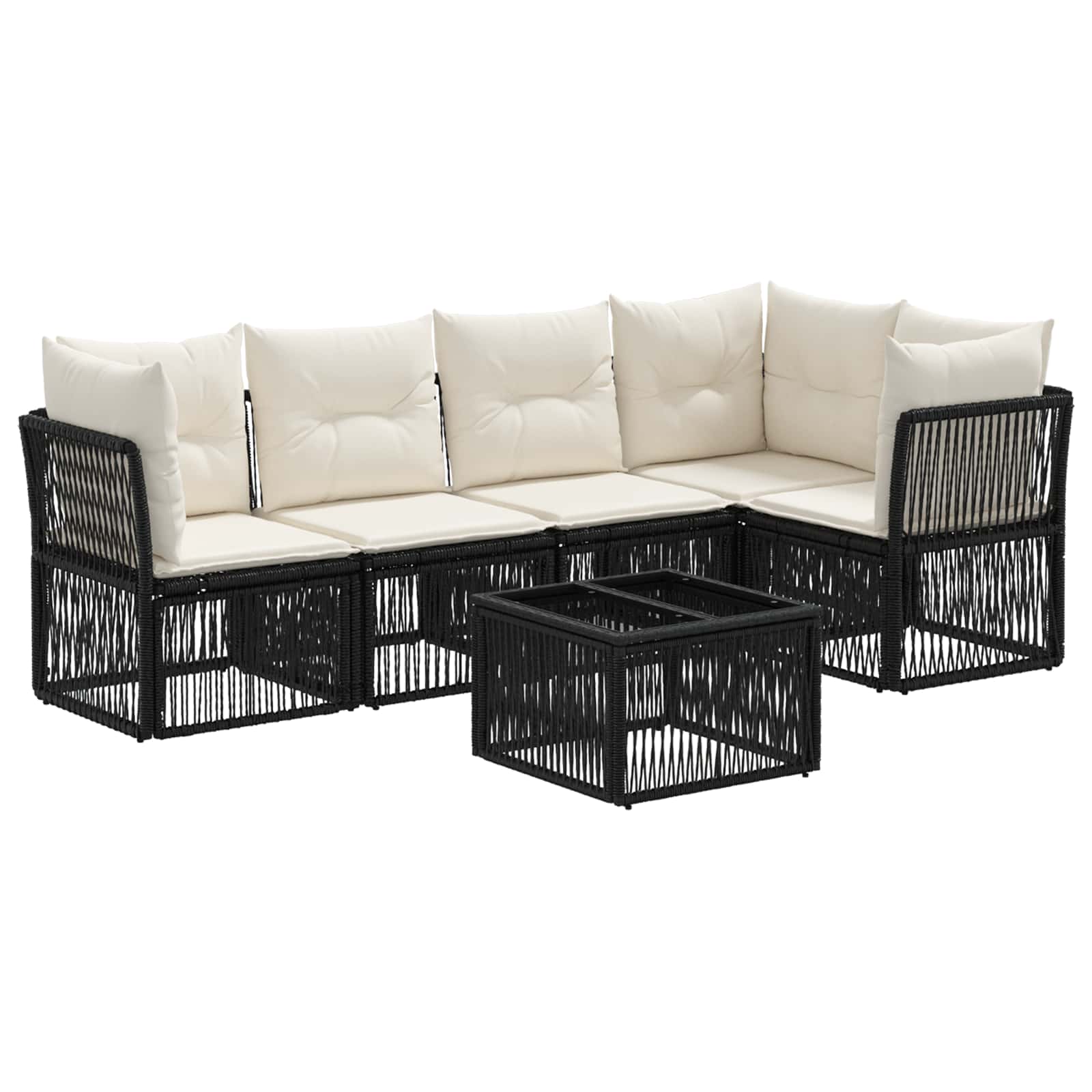 Conjunto de sofás de jardín 6 pcs Beige ratán sintético