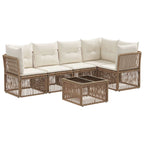 Conjunto de sofás de jardín 6 pcs Beige ratán sintético