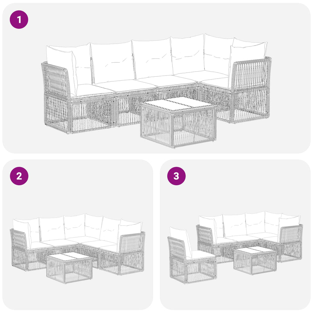 Conjunto de sofás de jardín 6 pcs Beige ratán sintético