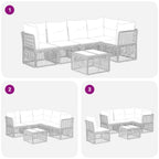 Conjunto de sofás de jardín 6 pcs Beige ratán sintético