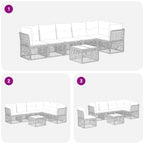 Conjunto de sofás de jardín 7 pcs Beige ratán sintético