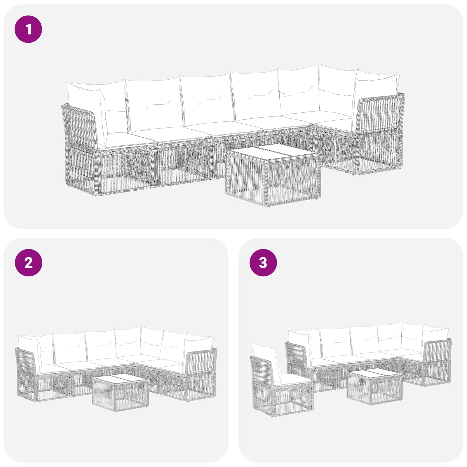 Conjunto de sofás de jardín 7 pcs Beige ratán sintético