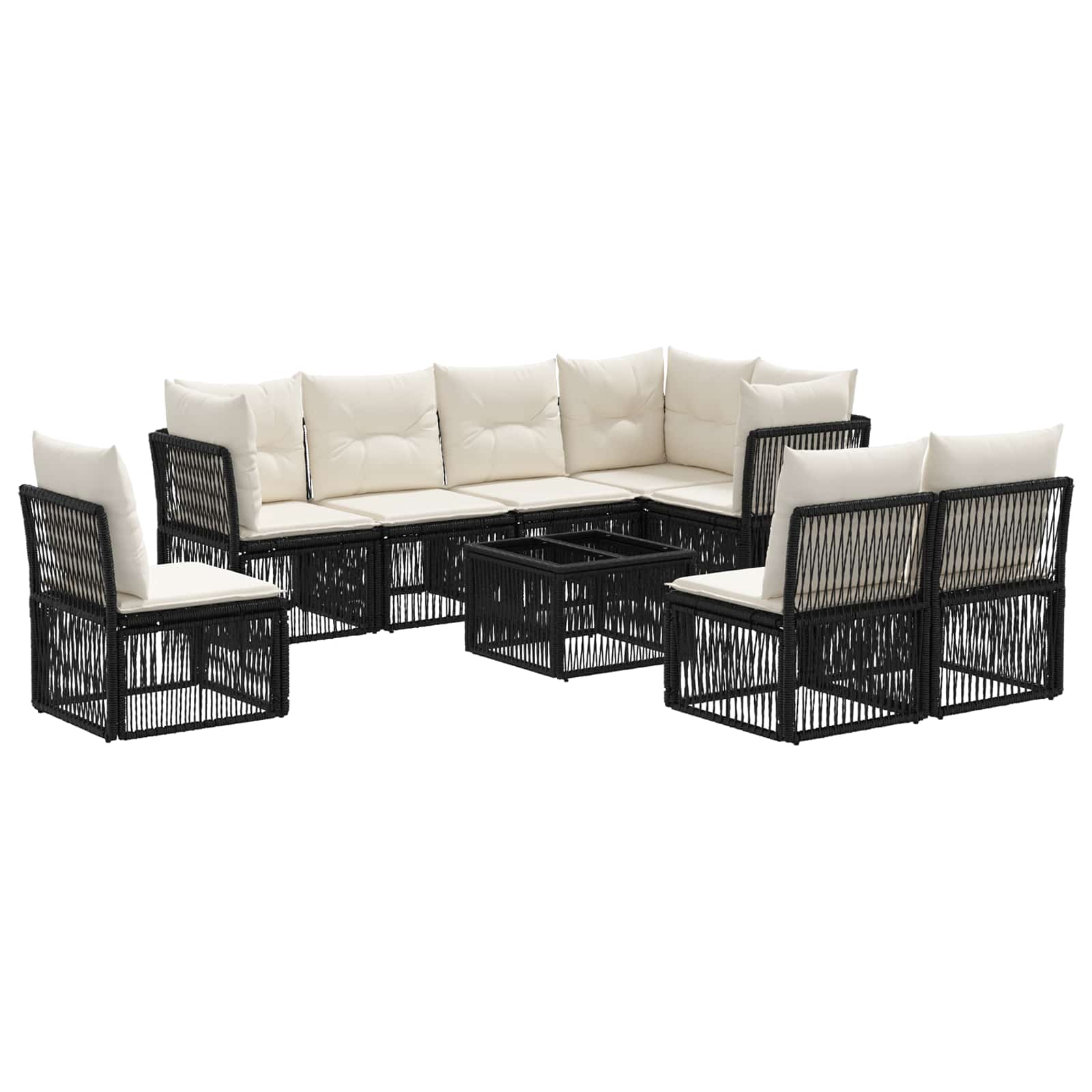 Conjunto de sofás de jardín 9 pcs Beige ratán sintético
