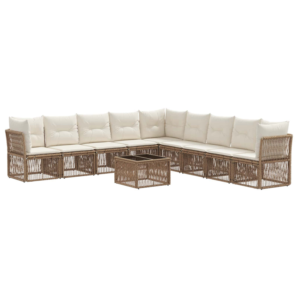 Conjunto de sofás de jardín 10 pcs Beige ratán sintético