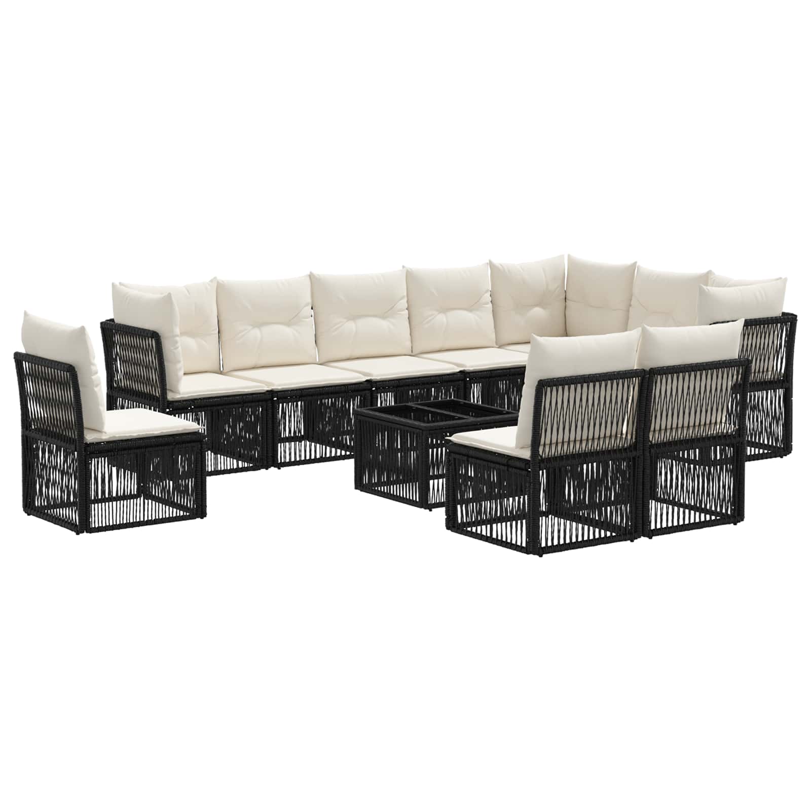 Conjunto de sofás de jardín 11 pcs Beige ratán sintético