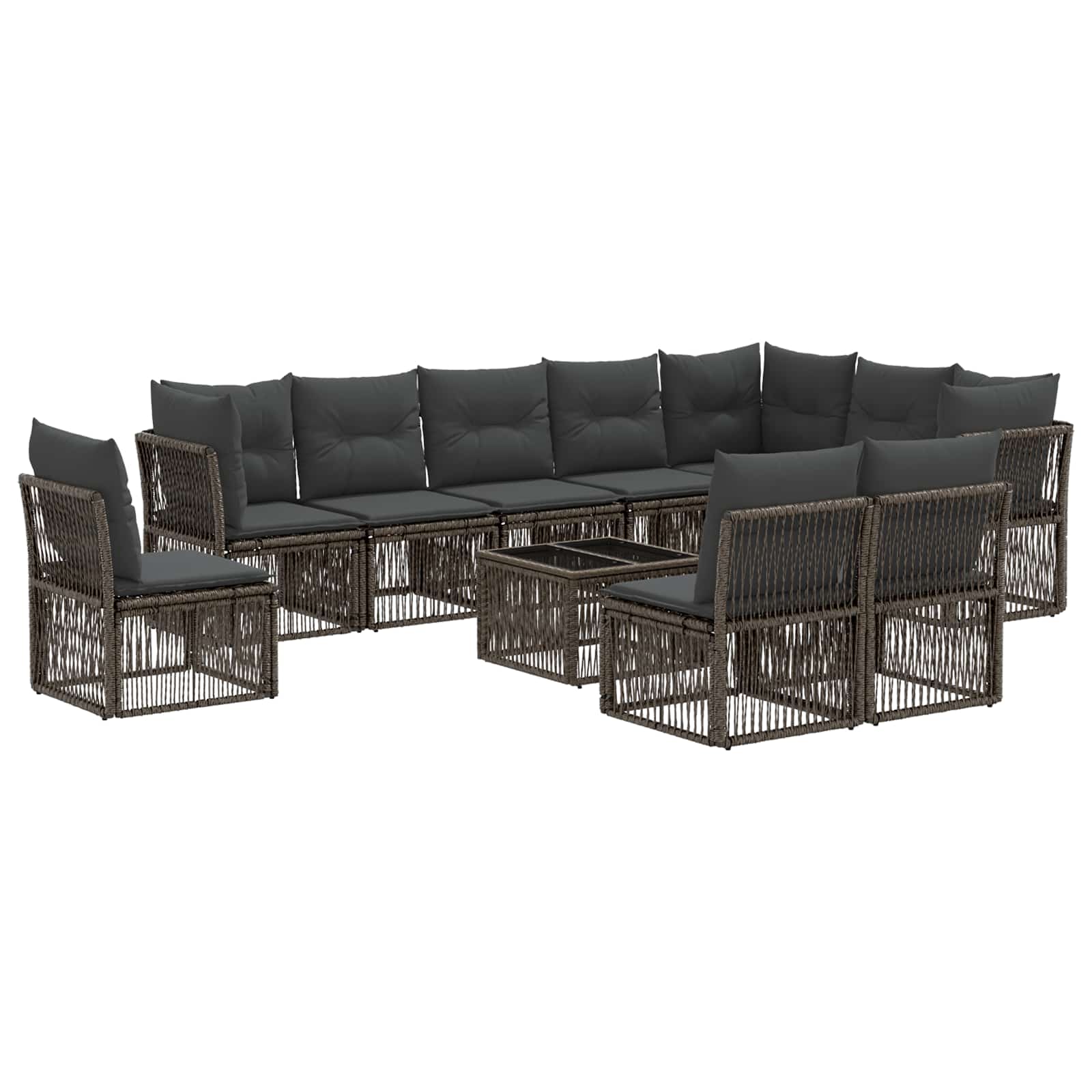 Conjunto de sofás de jardín 11 pcs Beige ratán sintético